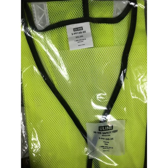 Uline High Visibility Safety Vest Reflective Yellow Line Size 2X To 3X Large - Picture 1 of 8